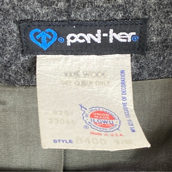 Vintage Panther Women’s Gray Pure Wool USA Union Made Blazer Suit Jacket Sz 9/10 - Picture 3 of 15